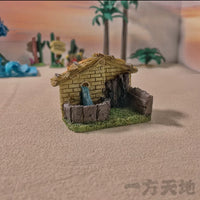 Miniature Thatched Hut Pond Landscape Ornament for Diorama and Sand Table Decor