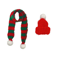 Mini Christmas Scarf and Hat Set for Doll Clothes