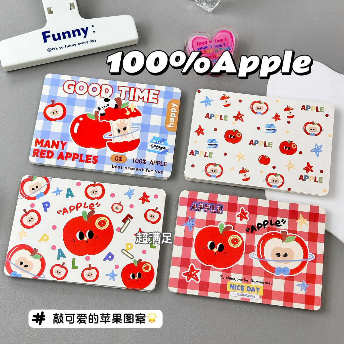 Cute Red Apple Message Cards, High Aesthetic Value Hard Card Student Birthday Commemorative Gift Postcards