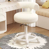Lamb Velvet Swivel Adjustable Stool with Backrest and Silent Wheels for Salon, Spa, and Dental Office