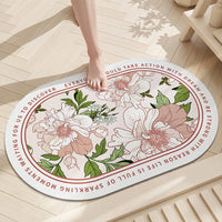Diatomaceous Earth Floral Bath Mat, Non-Slip Absorbent Quick Dry Doormat for Bathroom Entryway