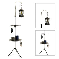 Portable Aluminum Alloy Camping Lantern Stand with Foldable Pole and Table Clamp/Ground Insert Options