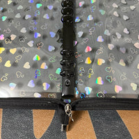 A5 Laser Heart Zipper Binder for Stickers and Cards, 6-Hole Loose-Leaf Notebook
