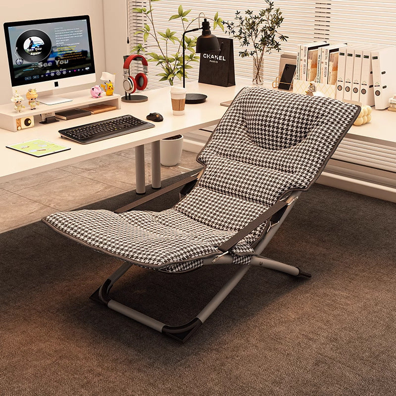 Foldable Recliner Lounge Chair for Home Office, Adjustable Backrest, Breathable Fabric