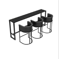 American Style Bar Table and Stool Set with Rock Slab Top for Pub Bistro Cafe