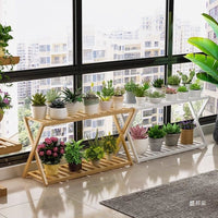 2-Tier Cross-Design Indoor Plant Stand for Balcony Living Room