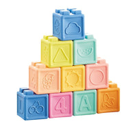 Soft Silicone Stacking Building Blocks Set for Babies, Teething Toy & Early Education
