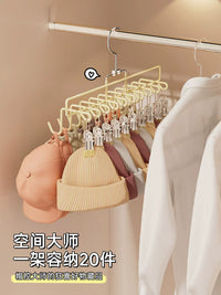 Hat Organizer Wall Mount with Clips for Baseball Caps, Berets, and Bucket Hats - Space-Saving Closet Storage