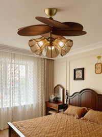 French Vintage Wabi-Sabi Rattan Ceiling Light for Bedroom Dining Room