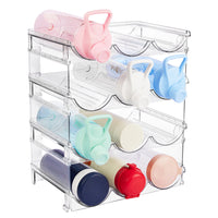 Stackable Clear Refrigerator Bottle Organizer for Wine, Water Bottles, and Tumblers