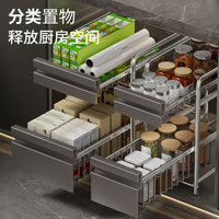 Under Sink Pull-Out Organizer, Double-Layer Sliding Cabinet Storage Rack for Kitchen and Bathroom