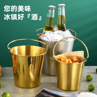 304 Stainless Steel Ice Bucket with Handle for Beer, Wine, and Snacks - KTV Bar Supply