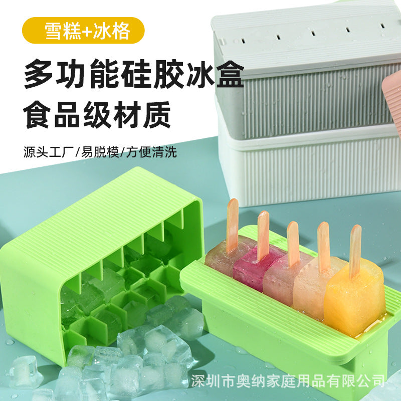 Food-Grade Silicone Ice Pop Molds with Press-Type Ice Cube Tray