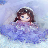 20cm Cotton Doll Purple Gown Outfit - Handmade Original Design