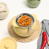 Food Grade Ceramic Lard Container with Lid and Spoon, High Temperature Resistant Oil Pot for Home Kitchen