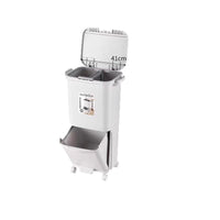 Large Capacity Kitchen Trash Can with Wheels, Multi-layer, Tall, No Bending, Japanese Style Storage Rack with Lid