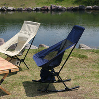 Folding Reclining Outdoor Rocking Moon Chair with High Back for Napping and Leisure