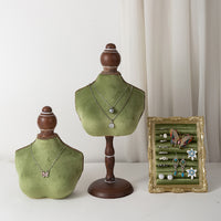Green Velvet Mannequin Bust Jewelry Display Stand for Necklaces and Pendants