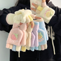 Winter Warm Touchscreen Flip-Top Gloves for Women, Windproof & Cold-Resistant, Plush Lined