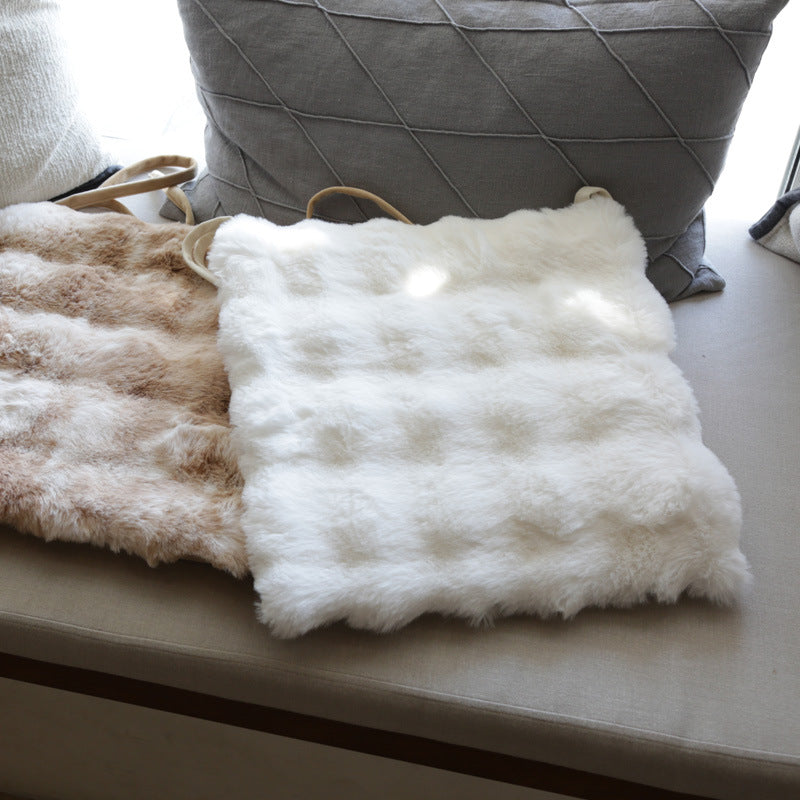 Plush Thickened Winter Chair Cushion for Dining, Office, and Stools - Cream Style Warm Seat Pad