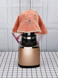 Cartoon Coral Fleece Appliance Dust Cover and Hand Towel for Air Fryers and Rice Cookers