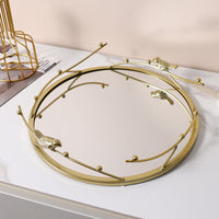 Luxury Iron Art Mirrored Tray for Snacks, Keys, and Decorative Display