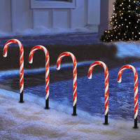 Solar Powered LED Candy Cane Pathway Lights for Christmas Garden Decoration