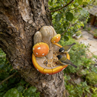 Resin Mushroom Bird Feeder Outdoor Garden Hanging Ornament