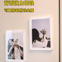 Magnetic Acrylic Photo Frame for Instant Prints and Cards, Transparent Display Stand for 6x7 inch Photos