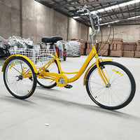 Luffyia 24-Inch 7-Speed Adult Tricycle with Basket for Seniors