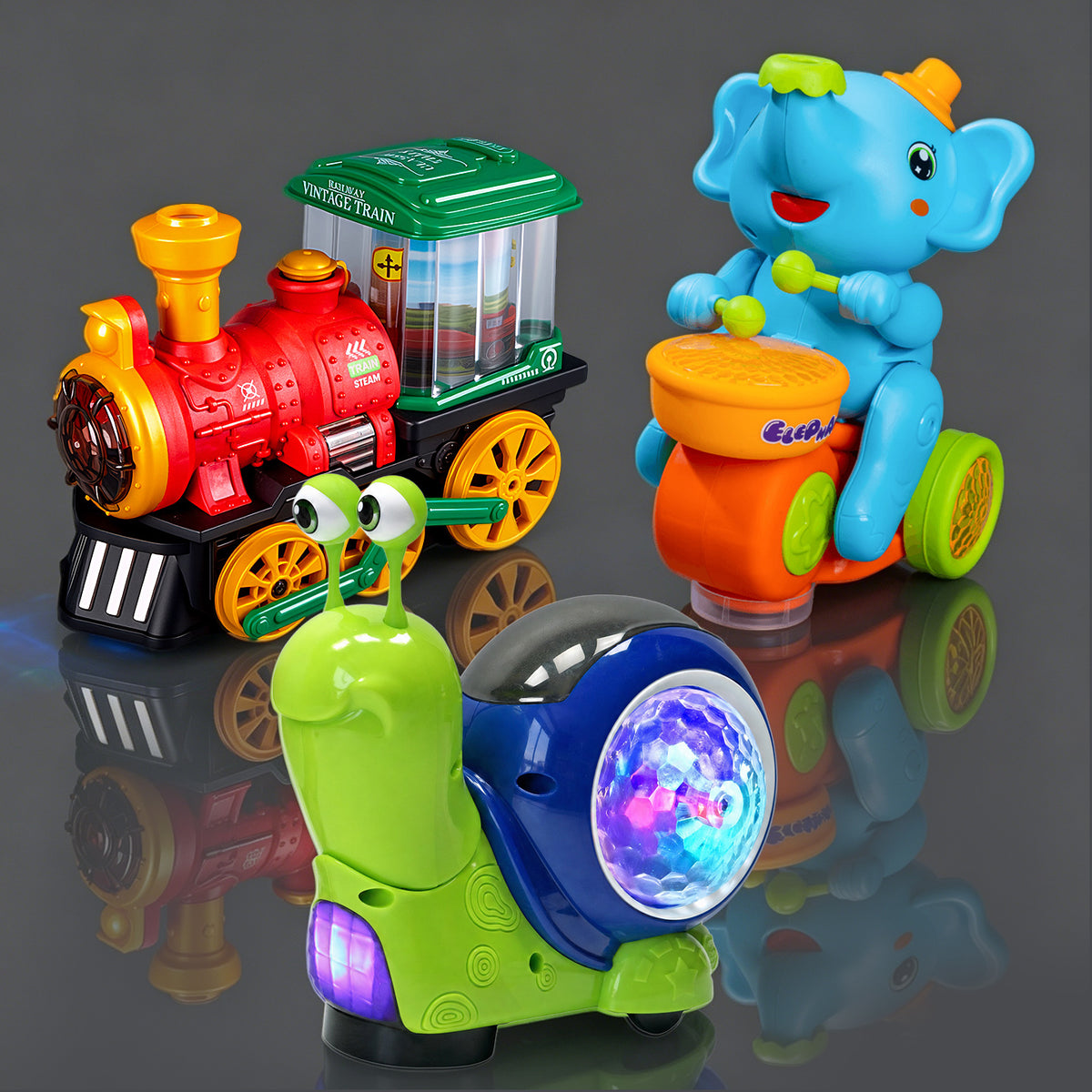 Kids Electric Universal Spray Train or Gear Excavator Toy with Music and Lights