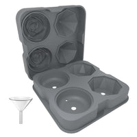 Creative 4-Cavity Rose Flower Ice Cube Tray Silicone Mold for Whiskey Cocktails