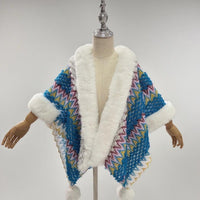 Kids' Ethnic Style Knitted Cardigan with Faux Fur Collar - Yunnan Lijiang Travel Cape