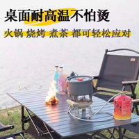 Portable Height-Adjustable Aluminum Alloy Roll-Up Folding Table for Outdoor Camping & BBQ