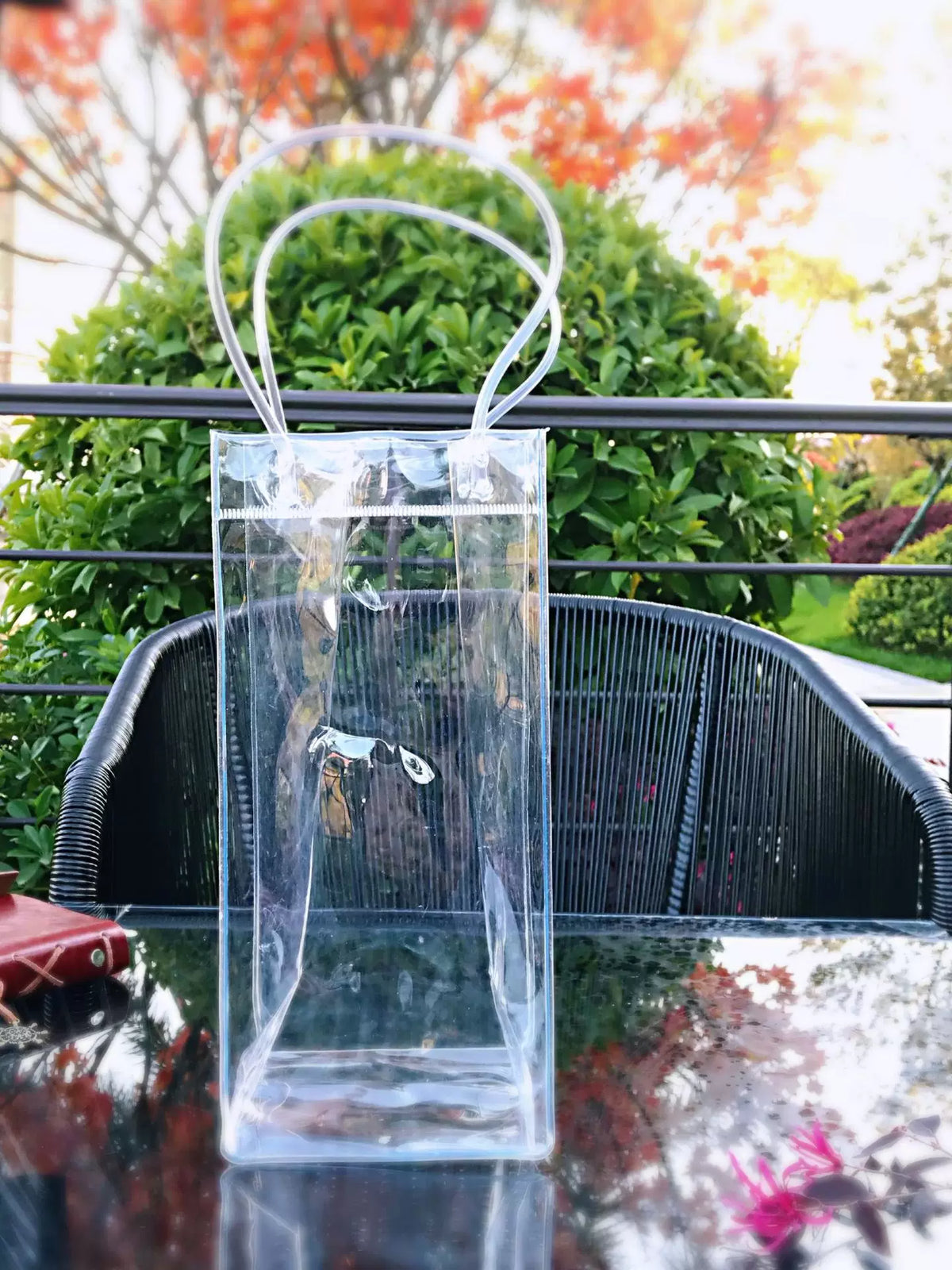 Reusable PVC Wine Bottle Cooler Bag with Handle - Clear Soft Packaging Gift Bag for Wine & Flowers