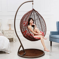 Outdoor Indoor Wicker Swing Chair with Stand, Hanging Egg Chair Hammock for Balcony Patio Garden