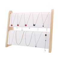 Premium Solid Wood Double-Layer Jewelry Display Stand for Necklaces, Pendants, Bracelets, and Earrings
