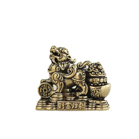 Brass Pixiu Wealth Figurine Pair for Tea Table Decor