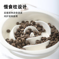 Ceramic Pet Bowl Set with Elevated Stand for Cats and Dogs, Slow Feeder and Water Bowls, Anti-Vomit, Neck Protection