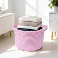 Cotton Rope Woven Storage Basket for Living Room & Bedroom Decor