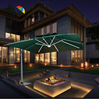 Outdoor Cantilever Patio Umbrella with Base for Garden, Deck, and Commercial Use