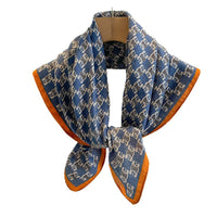70cm Black and White Paisley Cotton Linen Scarf for Women, Spring Autumn Winter Neck Scarf
