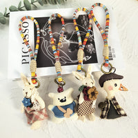 Korean Ins Handmade Fabric Cartoon Keychain Doll Bag Charm Cute Animal Ornament