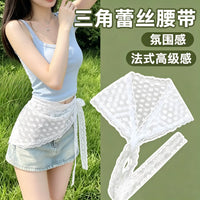 French Lace Triangle Scarf Sweet Mesh Waist Scarf Headscarf Dual-Use Accessory