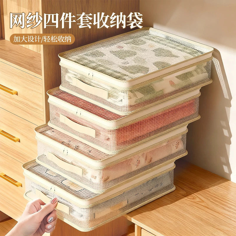 Breathable Closet Storage Bags for Clothes and Quilts, 4-Piece Set