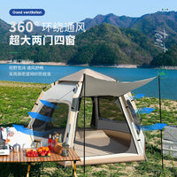 Automatic Hexagonal Pop-Up Camping Tent for 3-8 People - Waterproof & Sun Protection