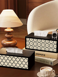Luxury Retro Leather Tissue Box with Remote Control Storage