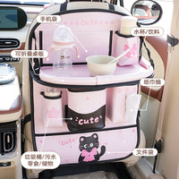 Cartoon Car Backseat Organizer Bag with Foldable Tray and Trash Storage