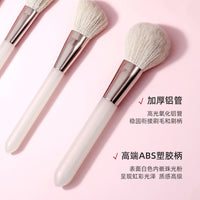 10-Piece Professional Faux Wool Makeup Brush Set with Soft Bristles & Frosted Handle