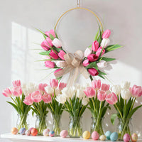 Easter Simulation Tulip Wreath Iron Art Door Hanging Decoration